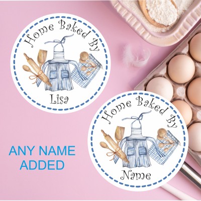 Personalised Home Baking Stickers Labels Cooking Apron Design. 