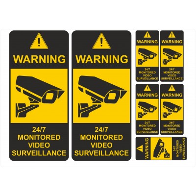  CCTV Warning Stickers Set of 7