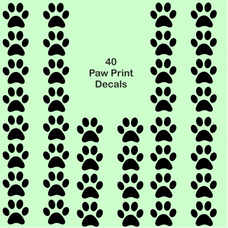 40 black Paw print cat dog vinyl stickers