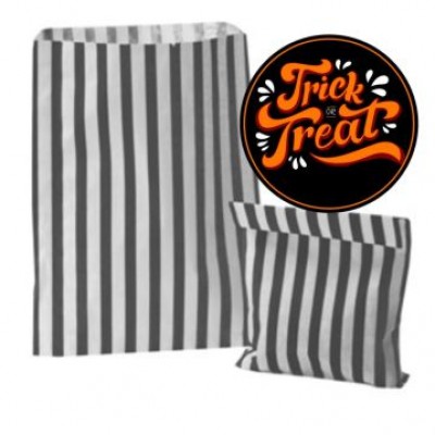 26 Trick or Treat Stickers & 26 Black Striped Bags for Halloween Party Bags Gift