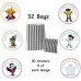 30 Happy Halloween Black Striped Bags & 30 Stickers Trick Or Treat Party 8815