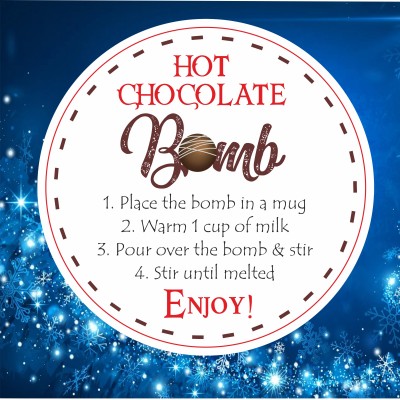 Hot Chocolate Bomb Stickers, Labels perfect for Christmas eve box or Stocking
