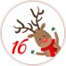 24 Christmas Advent Calendar Stickers & 24 Paper Red Bags Boys or Girls Reindeer 