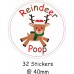 32 Reindeer Poop Stickers for Party Cones, Bags, Ideal For Fairs, School Fetes 