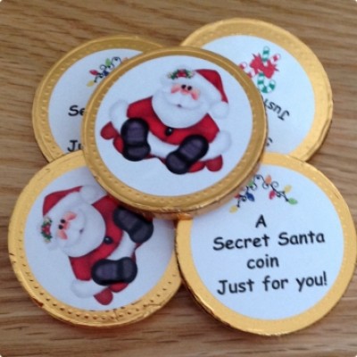 5 Secret Santa Chocolate Coins 