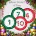 24 Advent Calendar Stickers & 24 Red Striped Bags for Boys or Girls Christmas