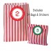 24 Advent Calendar Stickers & 24 Red Striped Bags for Boys or Girls Christmas