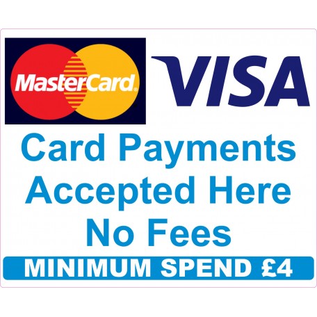 £4 Minimum spend Credit Card Mastercard Visa Payment Stickers x3 Shop Taxi ice cream van