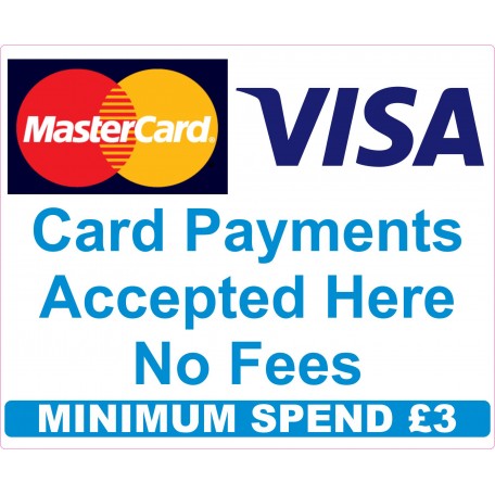 Minimum spend £3 Credit Card Mastercard Visa Payment Stickers x3 Shop Taxi ice cream van cafe