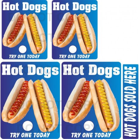 Hot Dog Stickers  5 Piece Set ice Cream Van Catering Trailer Takeaway bar Cafe BBQ