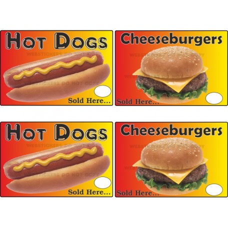 Hot Dog & cheesburger stickers set of 4