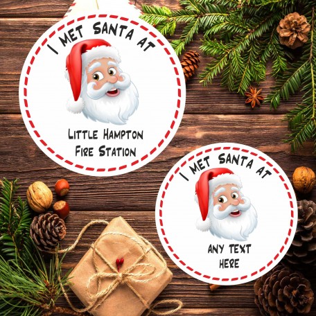 Personalised I met Santa Childrens Grotto Stickers, Any Message Added, Ideal Fundraiser