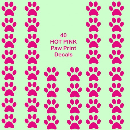 40 Hot Pink Paw print cat dog vinyl stickers
