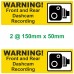 Set of 5 Dashcam Recording Warning stickers