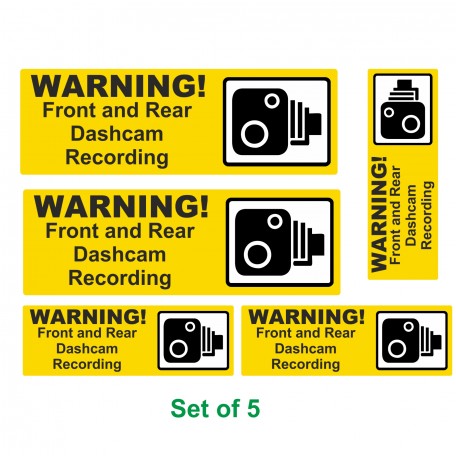 Set of 5 Dashcam Recording Warning stickers