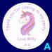 Unicorn Personalied Birthday Party Thank you stickers