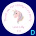 Unicorn Personalied Birthday Party Thank you stickers