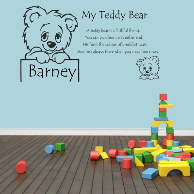 Personalised Nursery Rhyme Teddy Bear Poem Wall Art Decal Sticker Girls or Boys